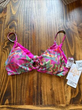BECCA Polynesia Tatum Bikini Pink Paisley Top Size Large